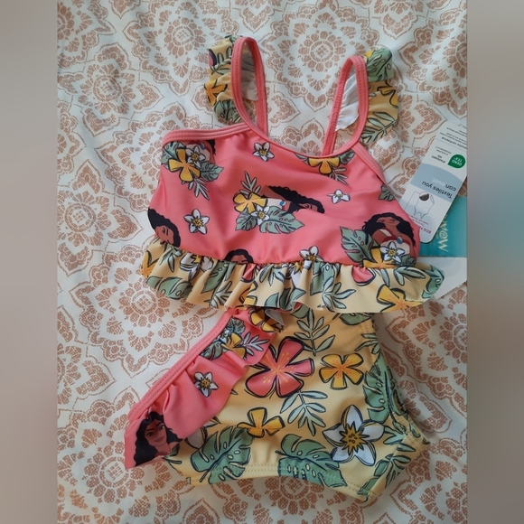 NWT Disney Moana 2 Pink and Yellow Swim Set 18 Mos - Picture 2 of 12